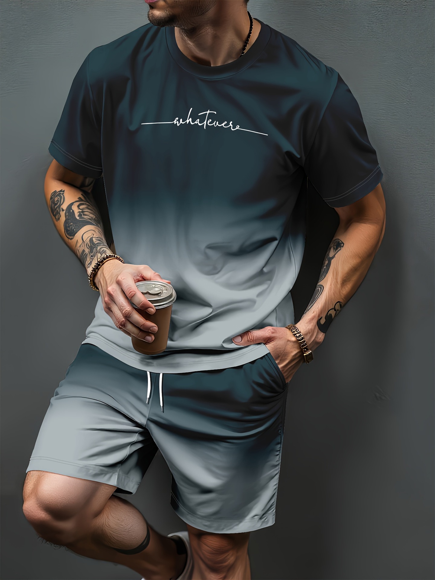 Men'S Fashion 2025 - Gradient Letter Pattern 3D Print Tracksuits