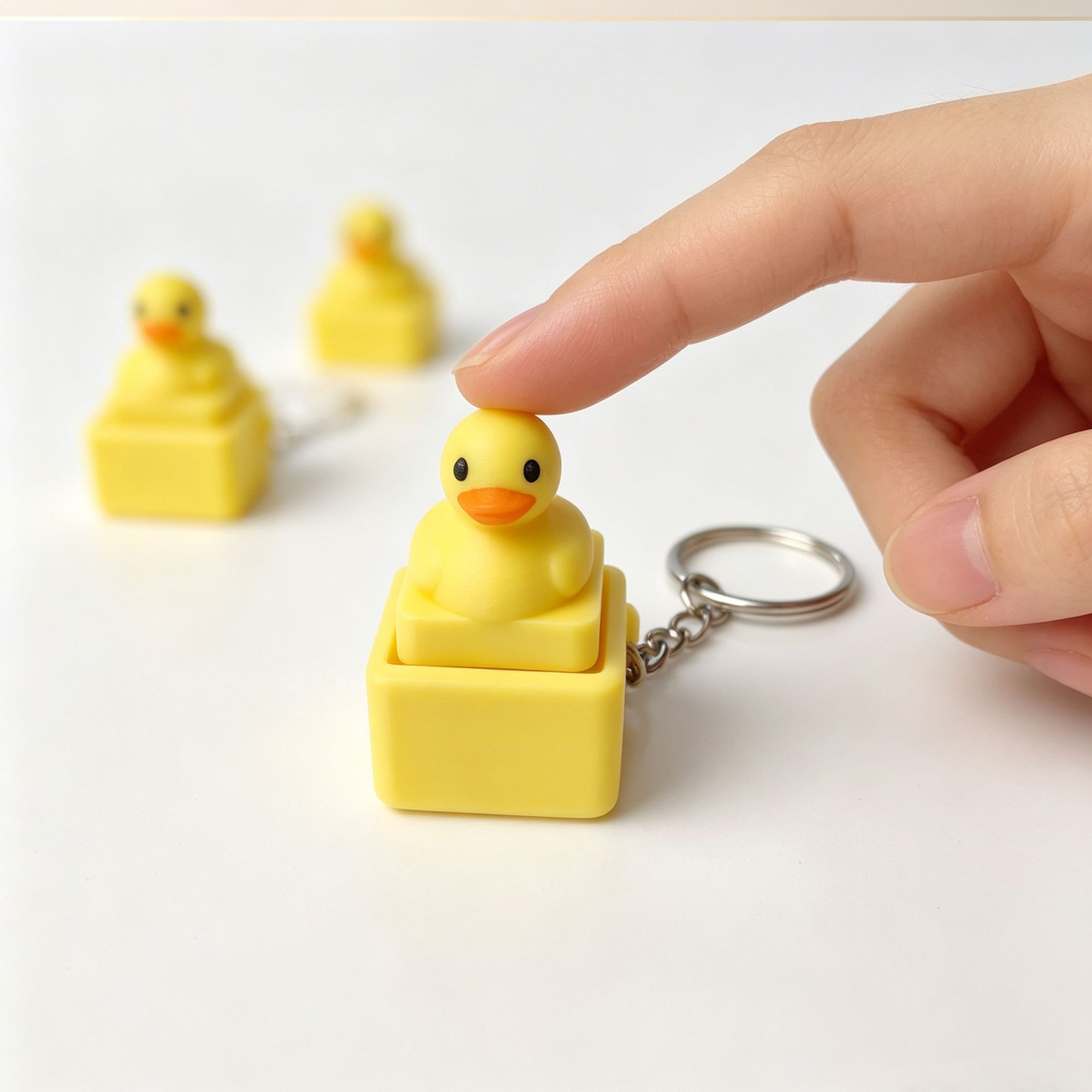 Men Fashion Key - Cute Yellow Duck Press Keychain Funny