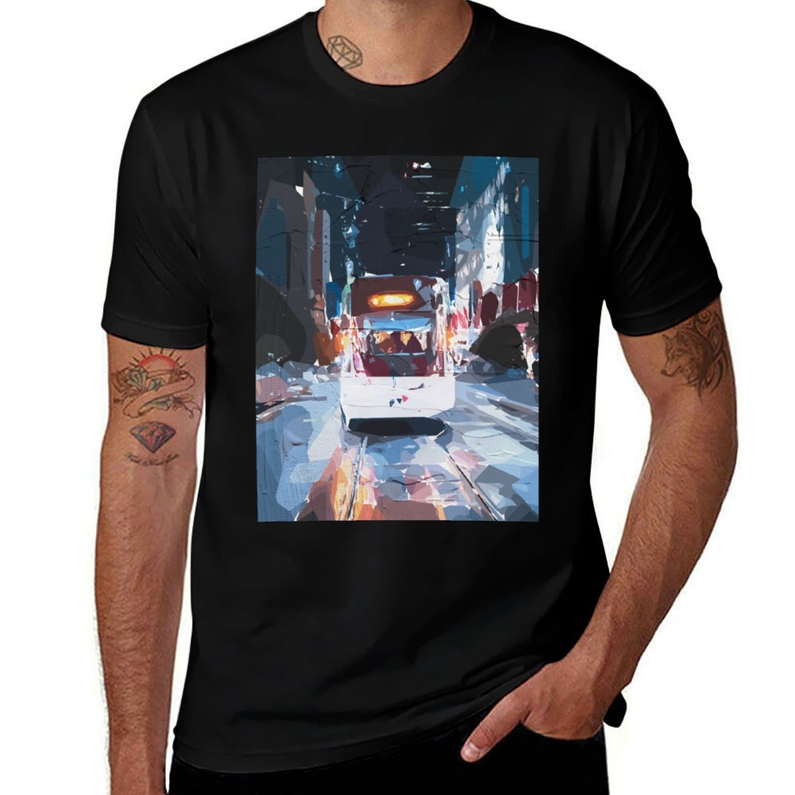Mens Fashion Melbourne - Melbourne Trams T-Shirt Fashion Casual Short