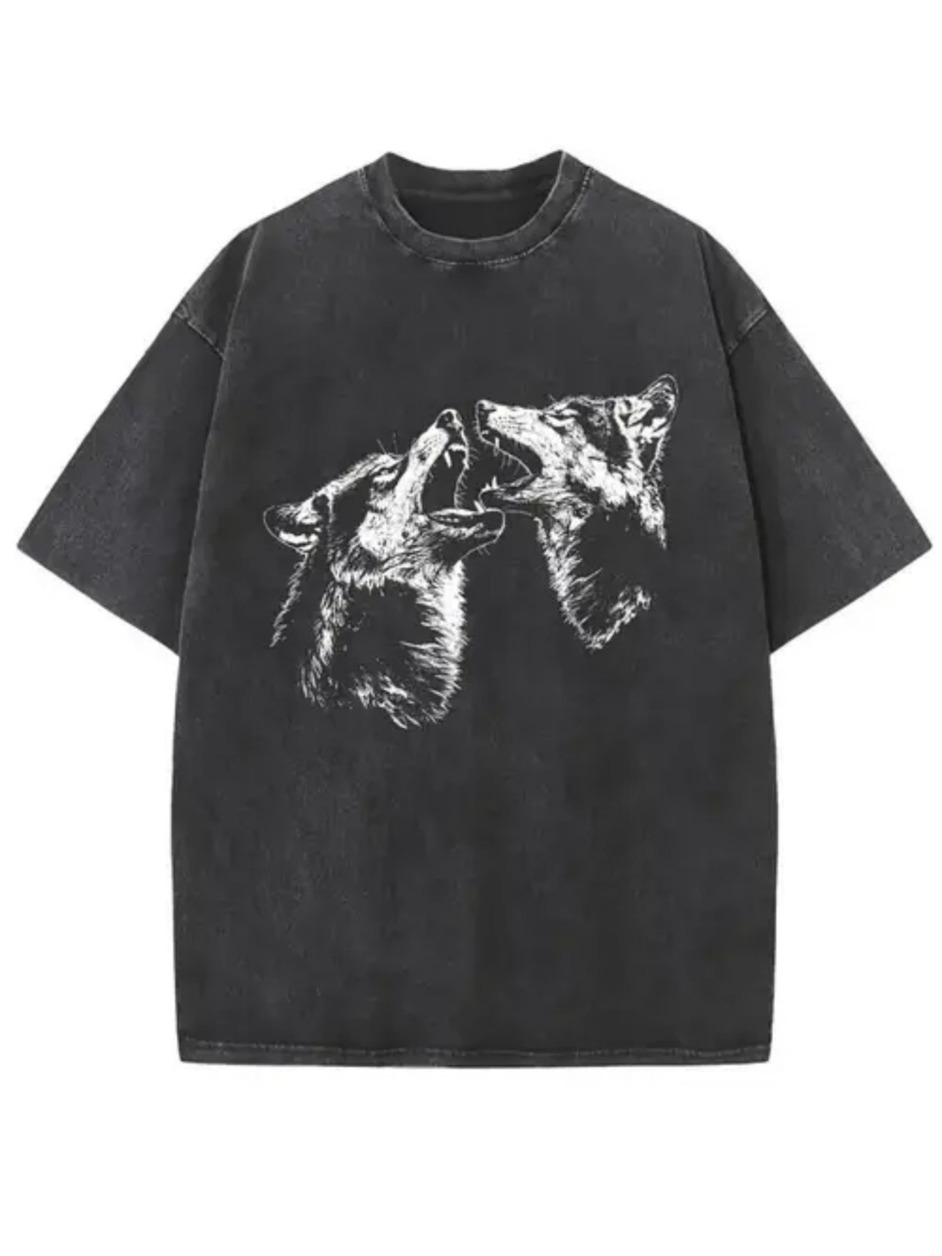 Men'S Fashion Easter - Washable Two-Sided Wolf Head Print T-Shirt,