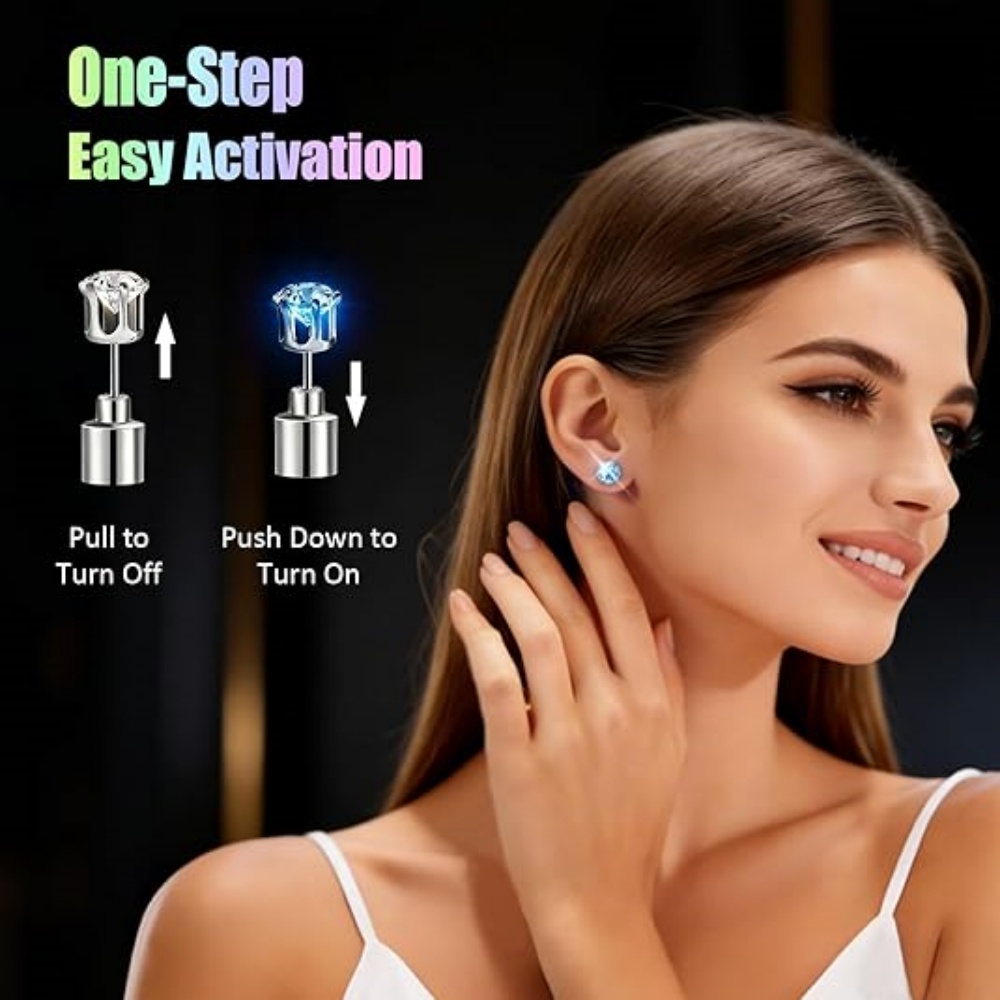 Men'S Fashion Night Out - Light Up Earrings, Flashing Blinking Studs