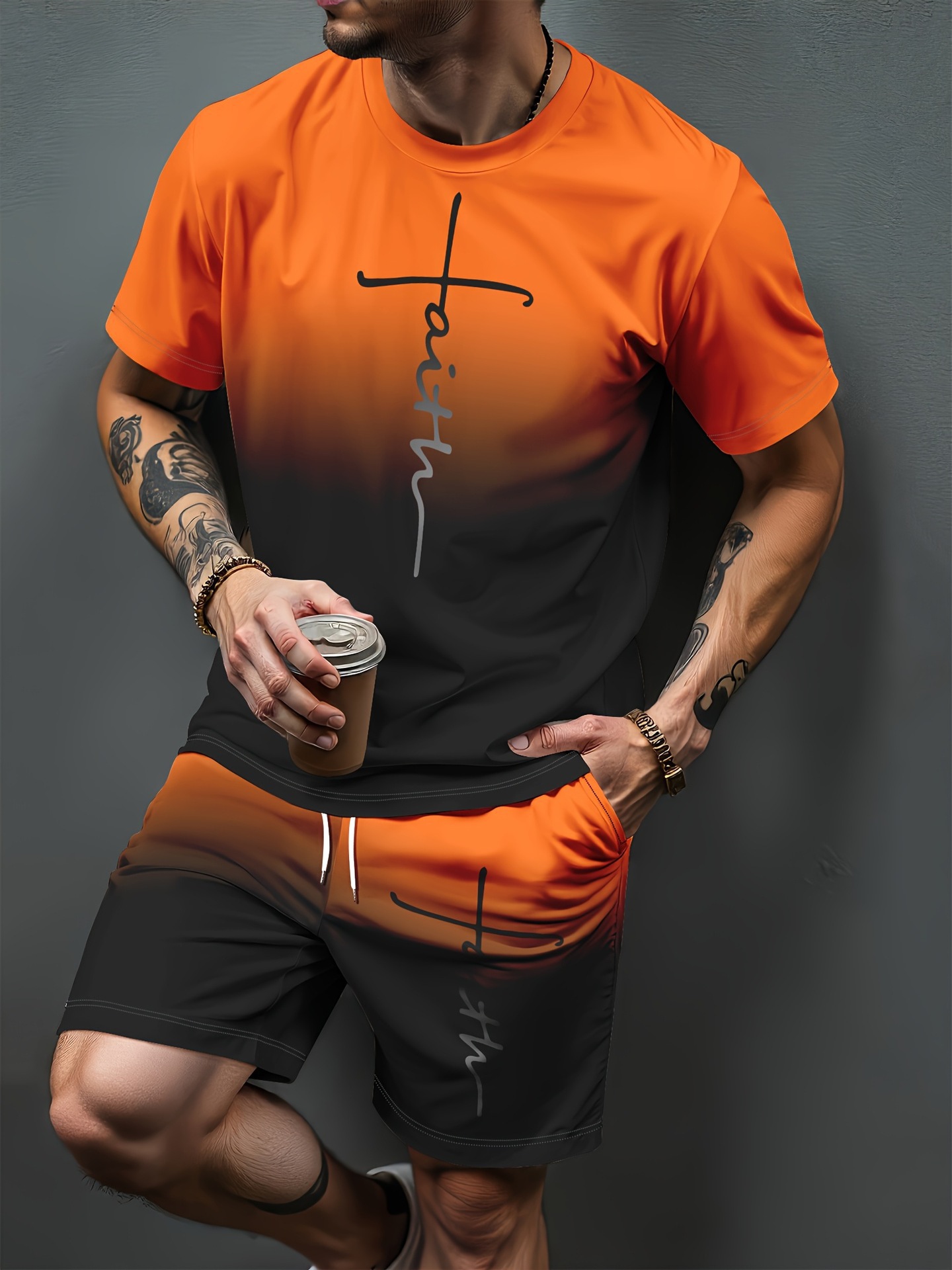 Gradient Letter Pattern 3D Pri - Men'S Fashion 2025 ulasan dan harga
