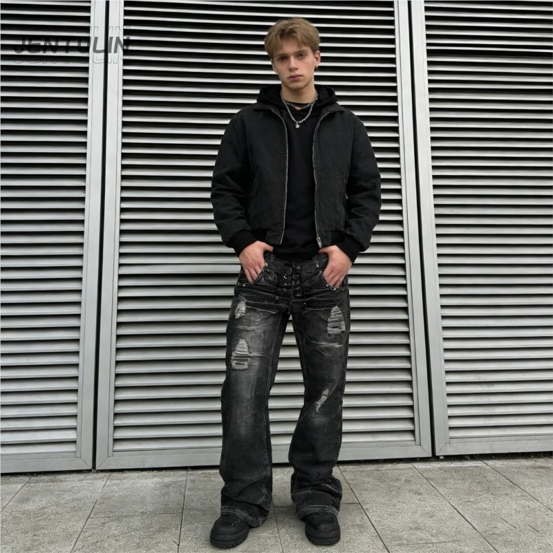 Y2K Retro Jeans Damaged Washed - Men'S Fashion Jeans And Boots ulasan dan harga