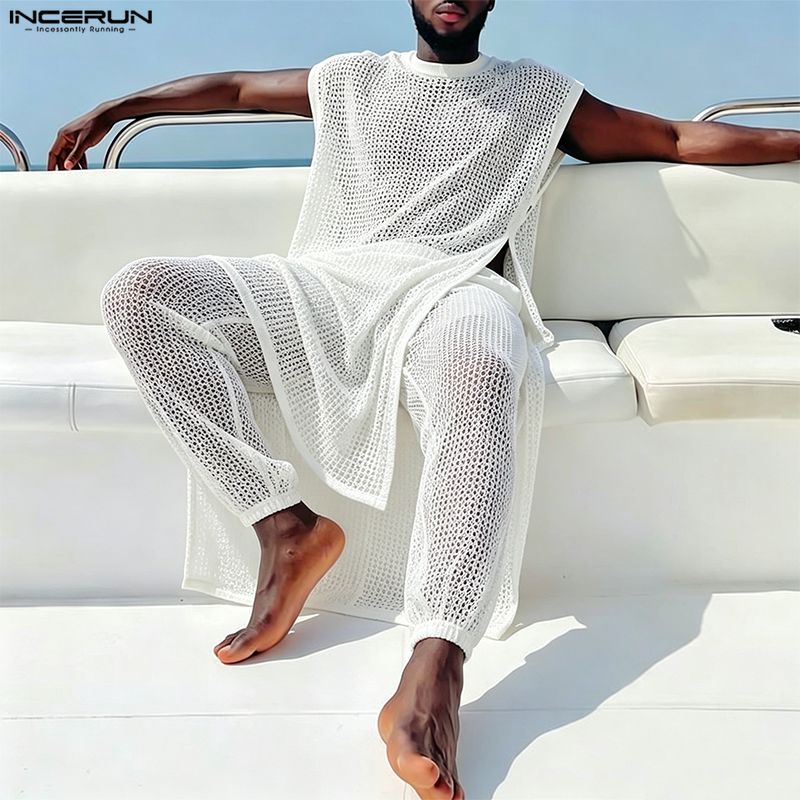 INCERUN Men Sets Mesh See Thro - Men'S Fashion Pants ulasan dan harga