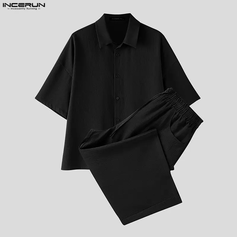 INCERUN Men's Sets Solid Lapel - Men'S Fashion Pants ulasan dan harga