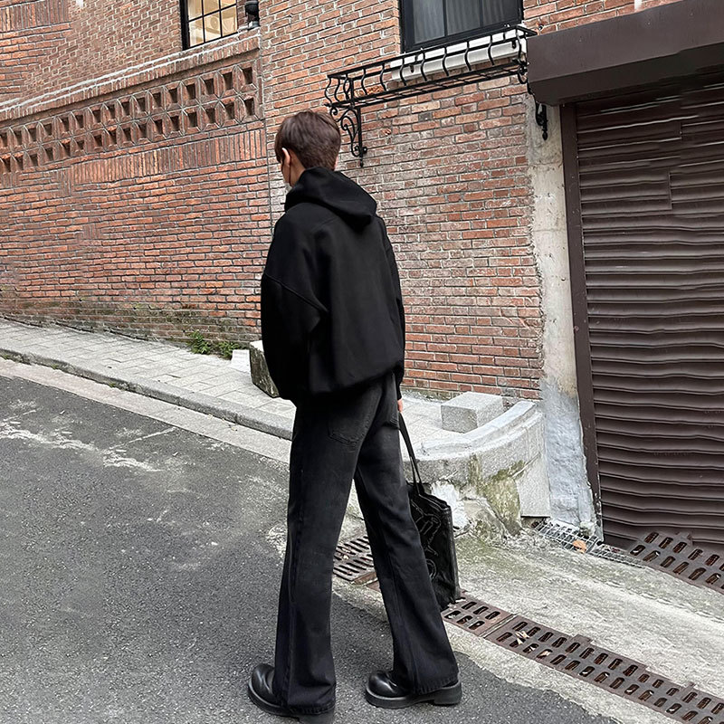 Men Black Solid Color Straight - Men'S Fashion Jeans And Boots ulasan dan harga