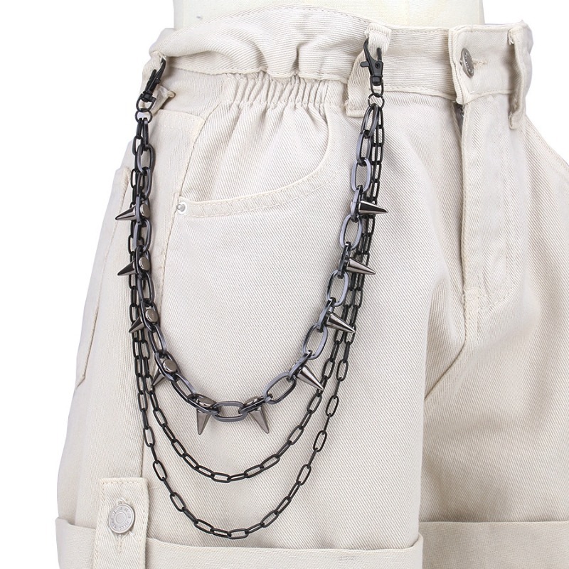 Hip Hop Punk Rock Metal Pants  - Men Fashion Key ulasan dan harga